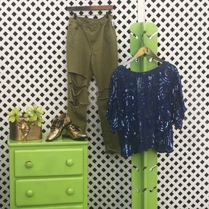 Blue & Gold Sequins Top